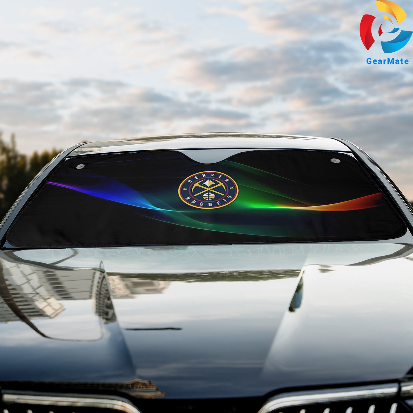 Basketball Neon Denver Nuggets Team Logo Reflective Car Sunshade – Premium Heat & UV Protection, Universal Fit