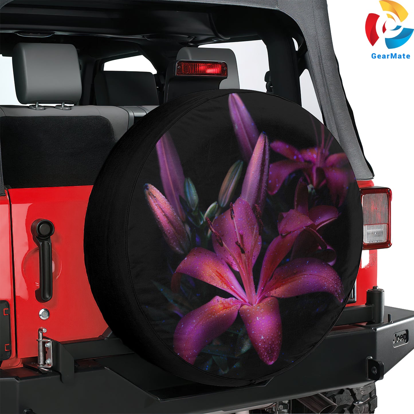 Purple Lily Dark Spare Tire Cover – Premium Waterproof UV Resistant Protector