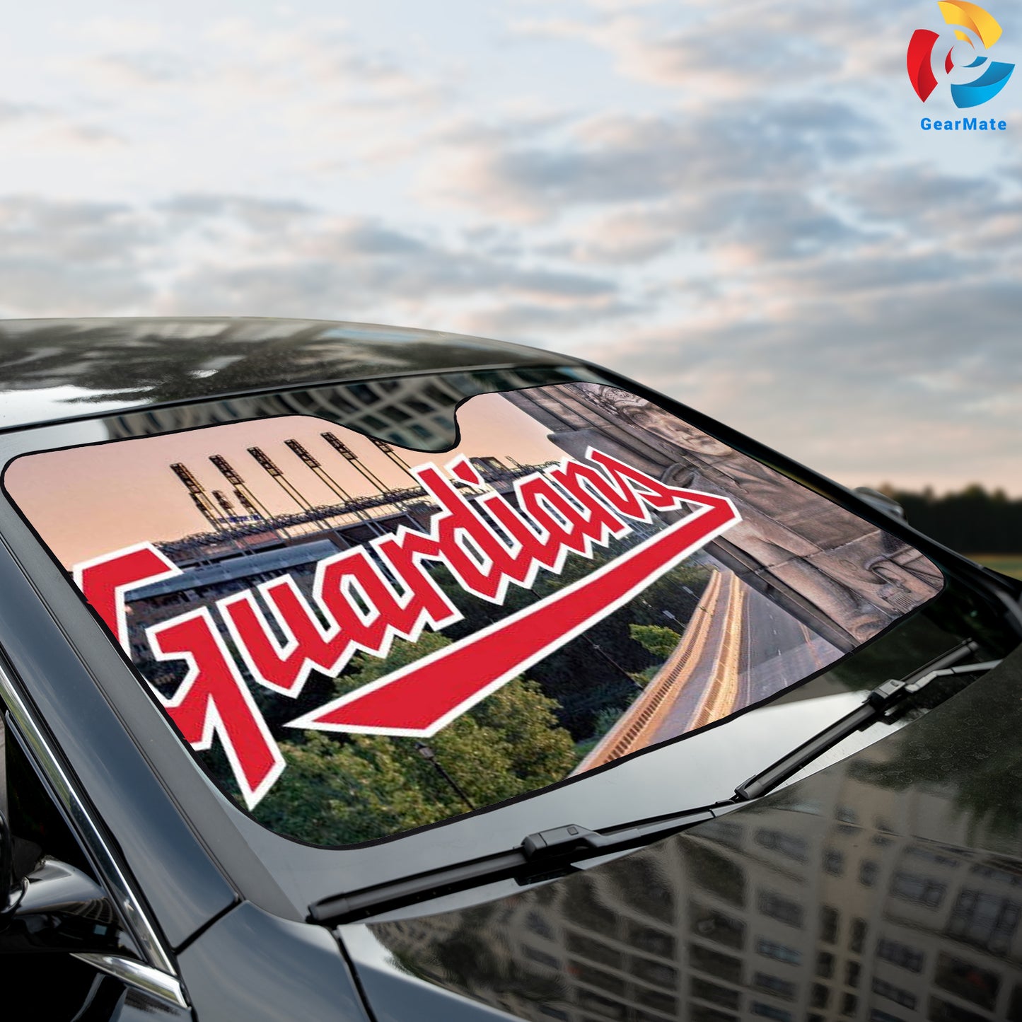 Cleveland Guardians MLB Baseball The Stadium 2 Background Reflective Car Sunshade – Premium Heat & UV Protection, Universal Fit
