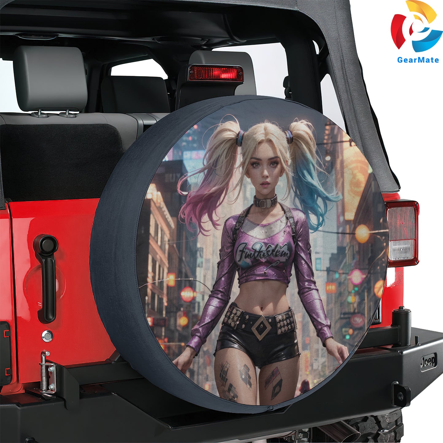 DC Harley Quinn Comics Spare Tire Cover – Premium Waterproof UV Resistant Protector