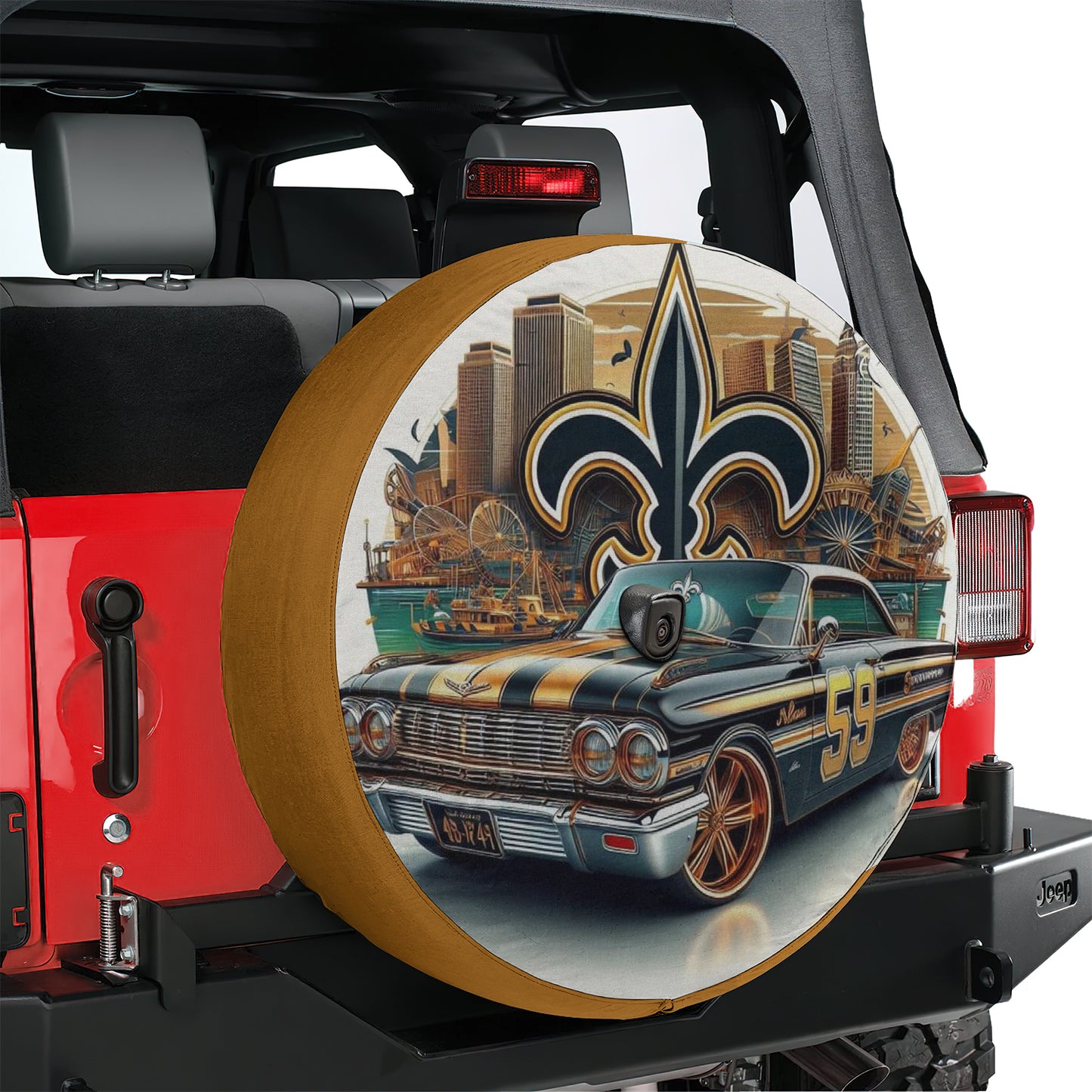 New Orleans Saints Spare Tire Cover – Premium Waterproof UV Resistant Protector