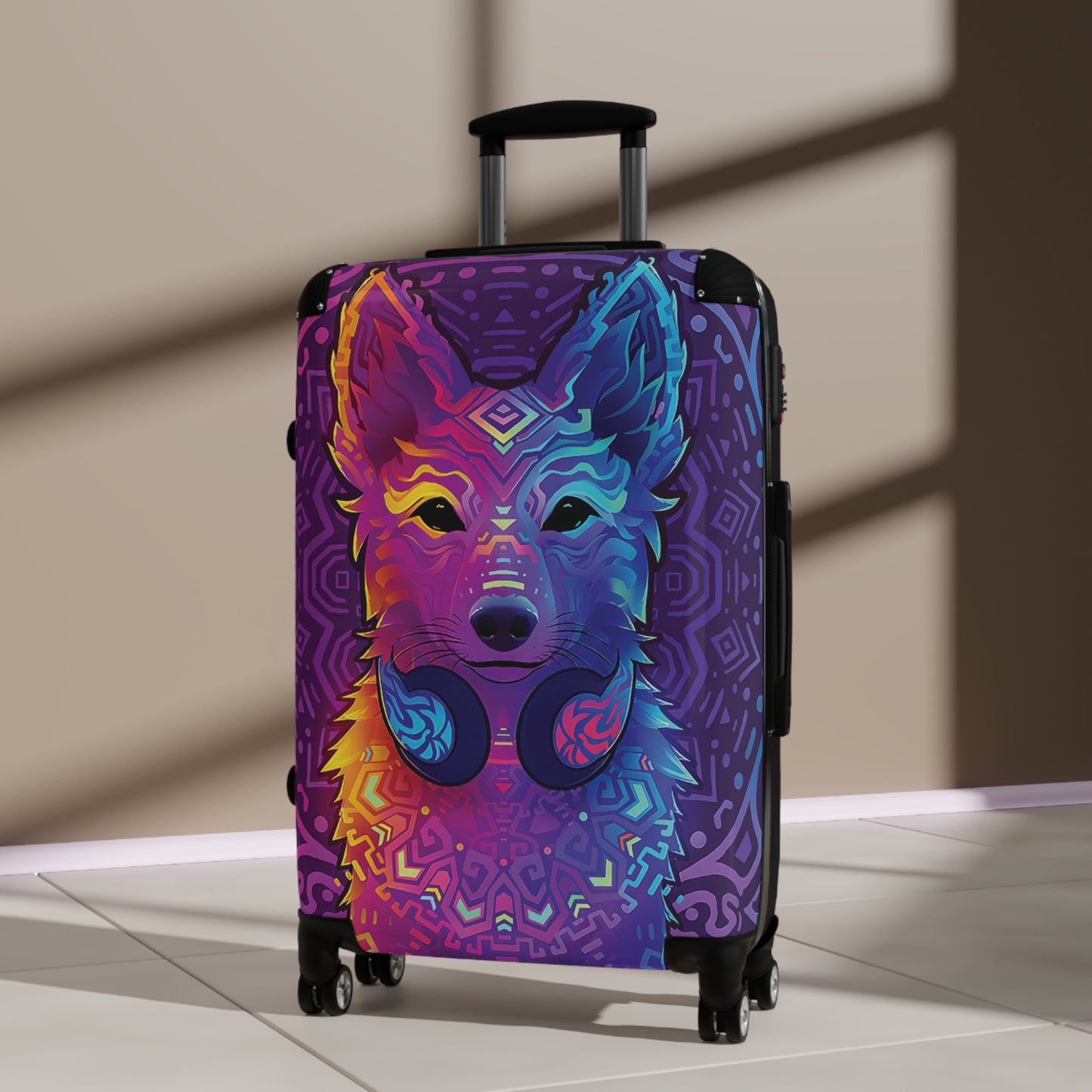 Abstract Dog DJ Digital Art Carry-On Suitcase - Stylish Luggage for Travelers