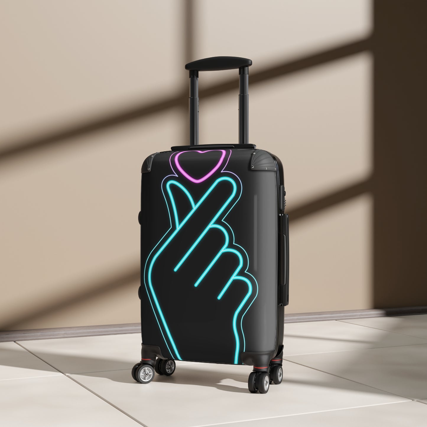 Love Glowing Finger Heart Art Carry-On Suitcase - Stylish Luggage for Travelers