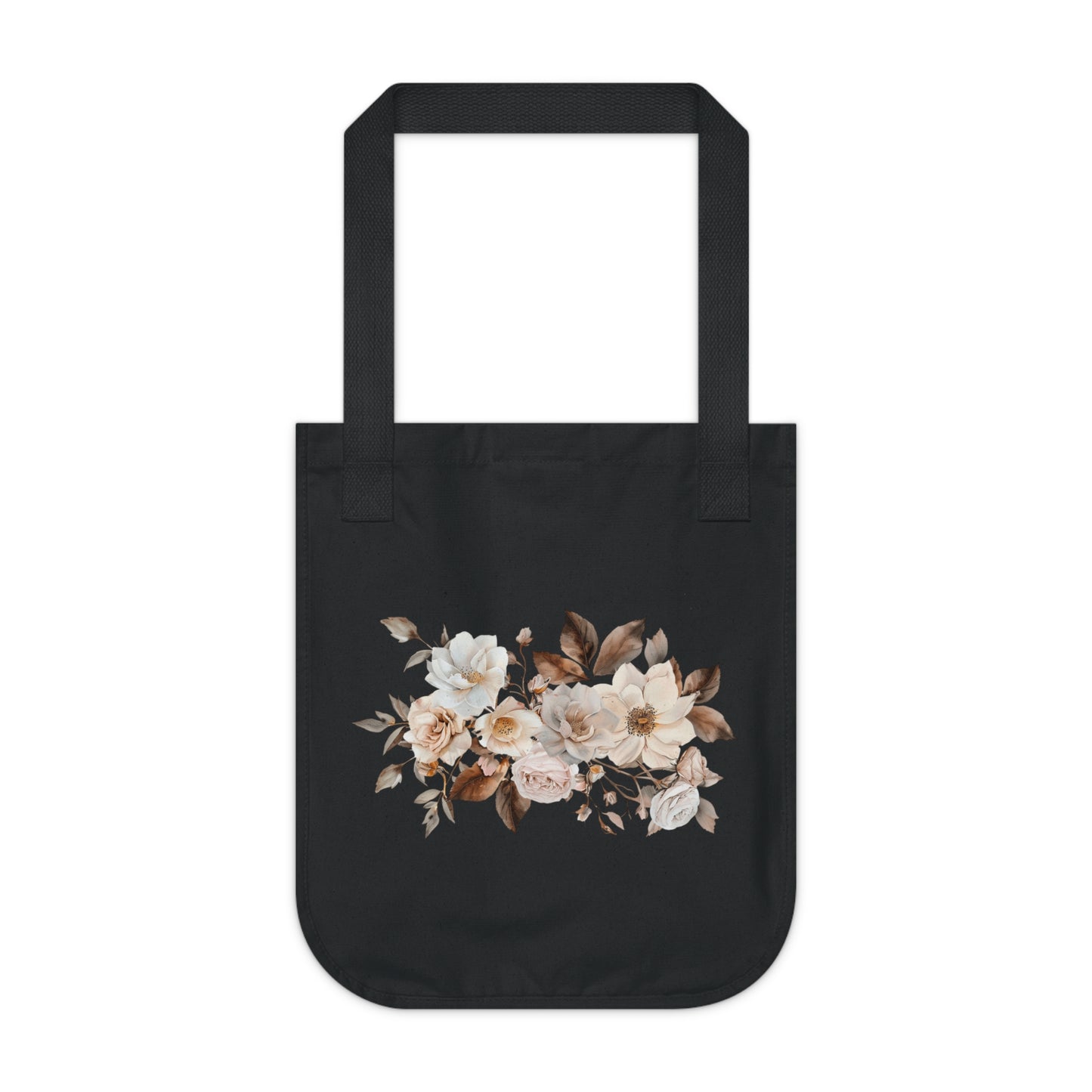 Flowers Angels Floral Organic Canvas Tote Bag - Eco-Friendly Carryall for Everyday Use