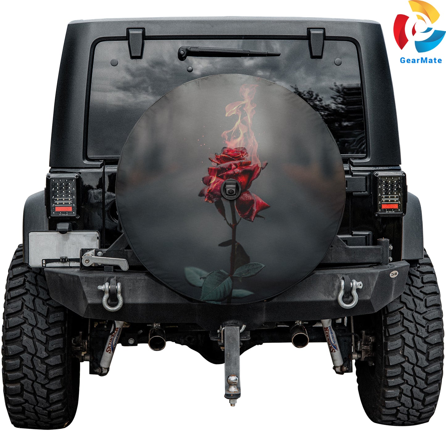 Rose Flower Fire Spare Tire Cover – Premium Waterproof UV Resistant Protector