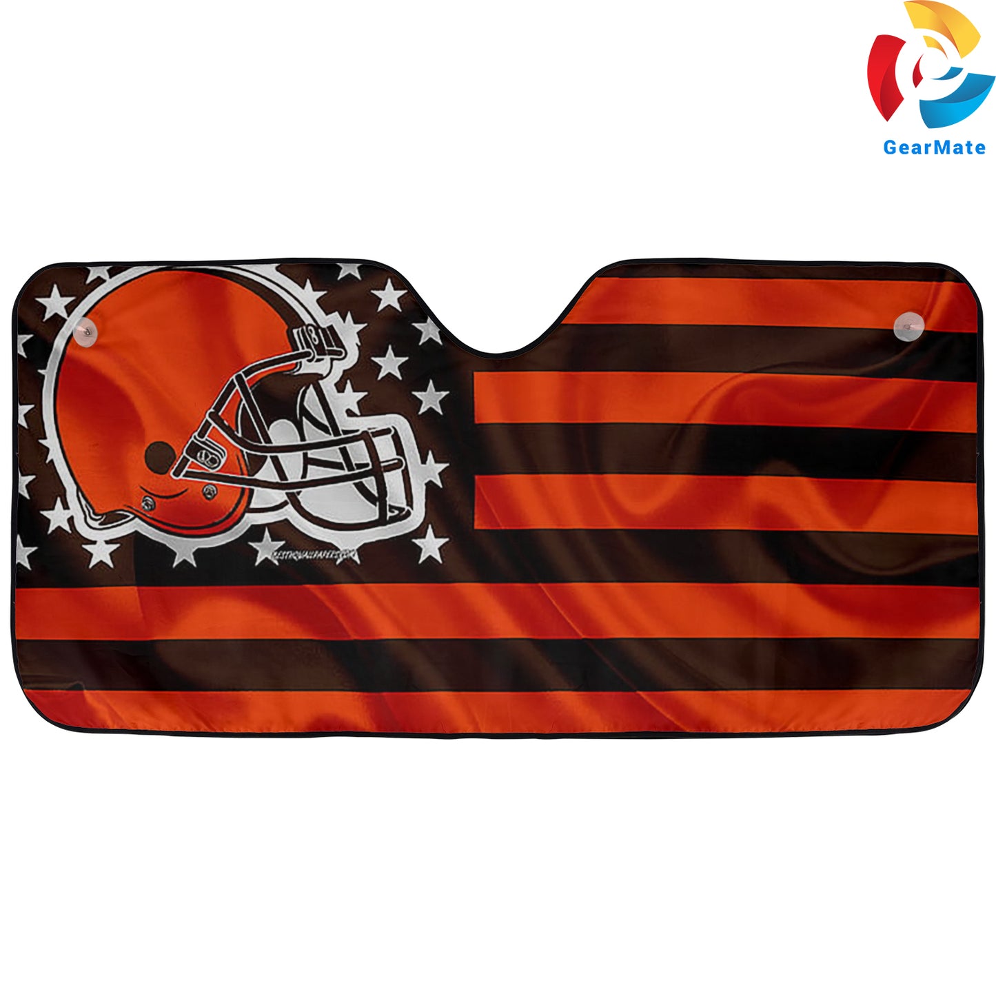 Cleveland Browns NFL Football American Flag Reflective Car Sunshade – Premium Heat & UV Protection, Universal Fit