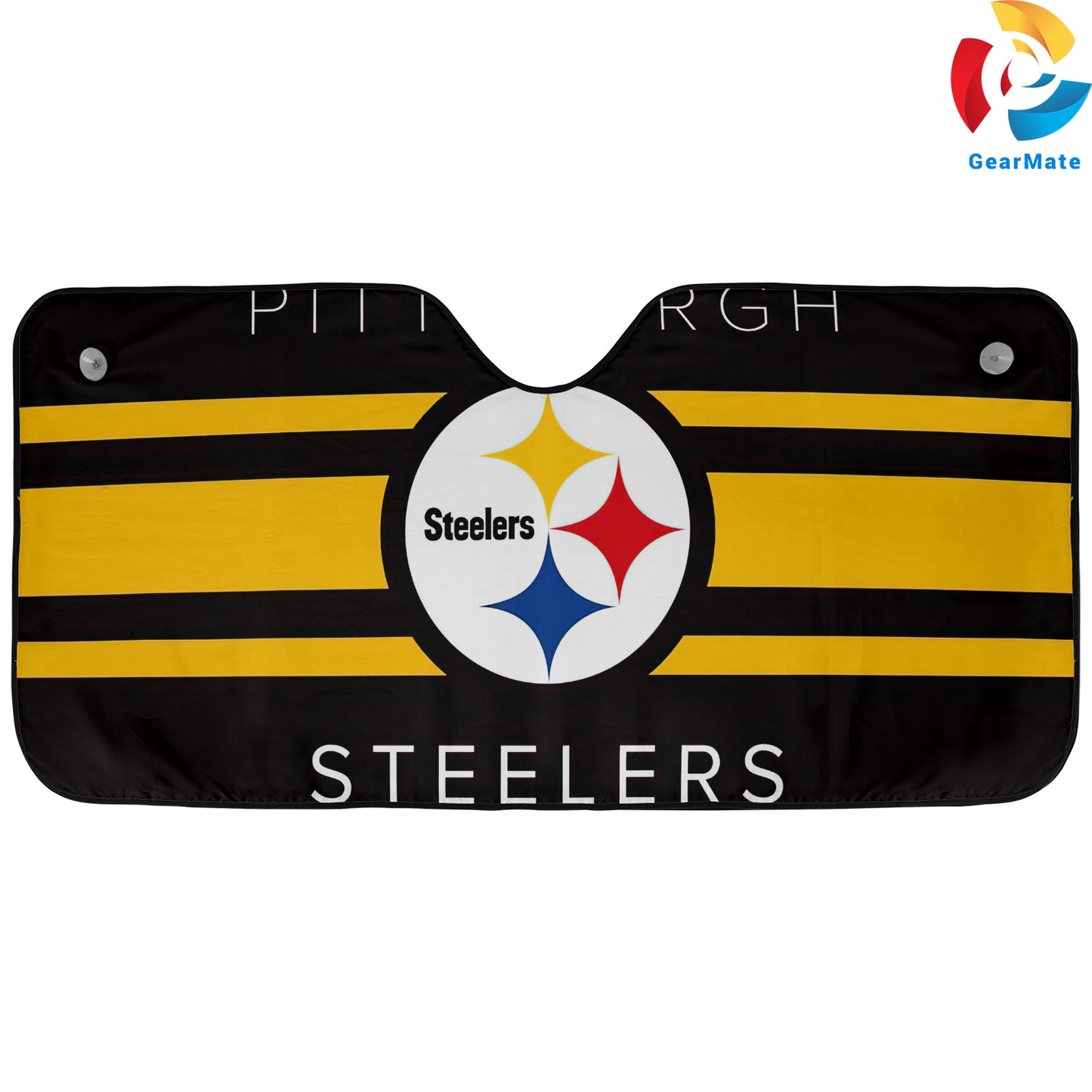 Pittsburgh Steelers NFL Football Team Stripe Logo Reflective Car Sunshade – Premium Heat & UV Protection, Universal Fit