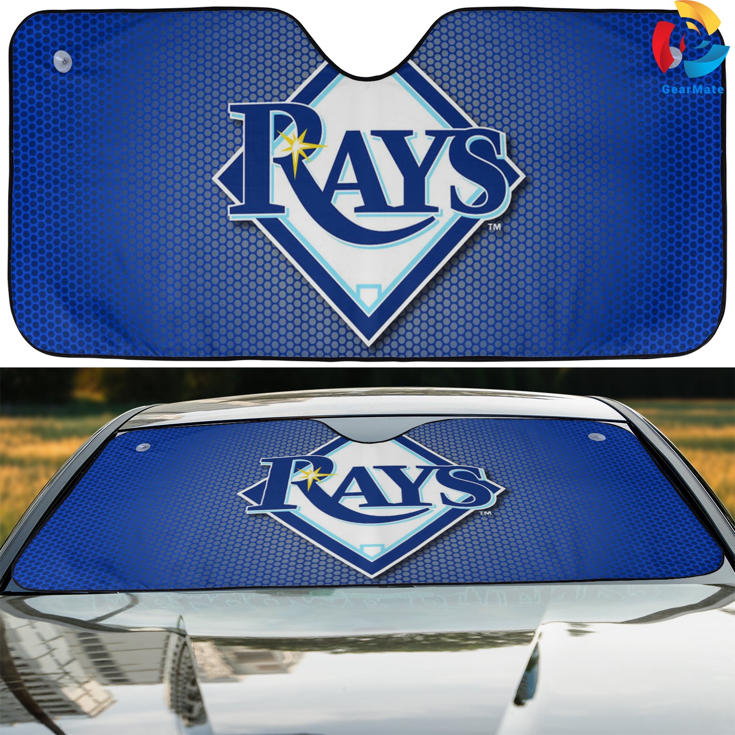 Tampa Bay Rays MLB Baseball Merch Car Cover Reflective Car Sunshade – Premium Heat & UV Protection, Universal Fit