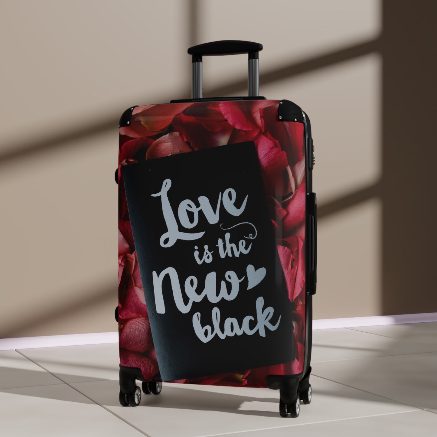 Love New Black Art Carry-On Suitcase - Stylish Luggage for Travelers