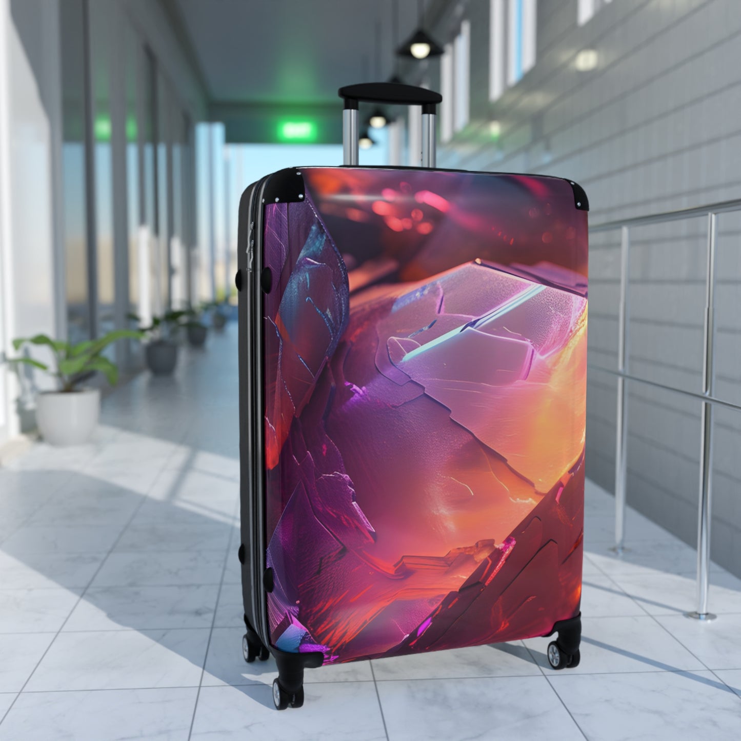 Abstract Gemstone Crystals Art Carry-On Suitcase - Stylish Luggage for Travelers