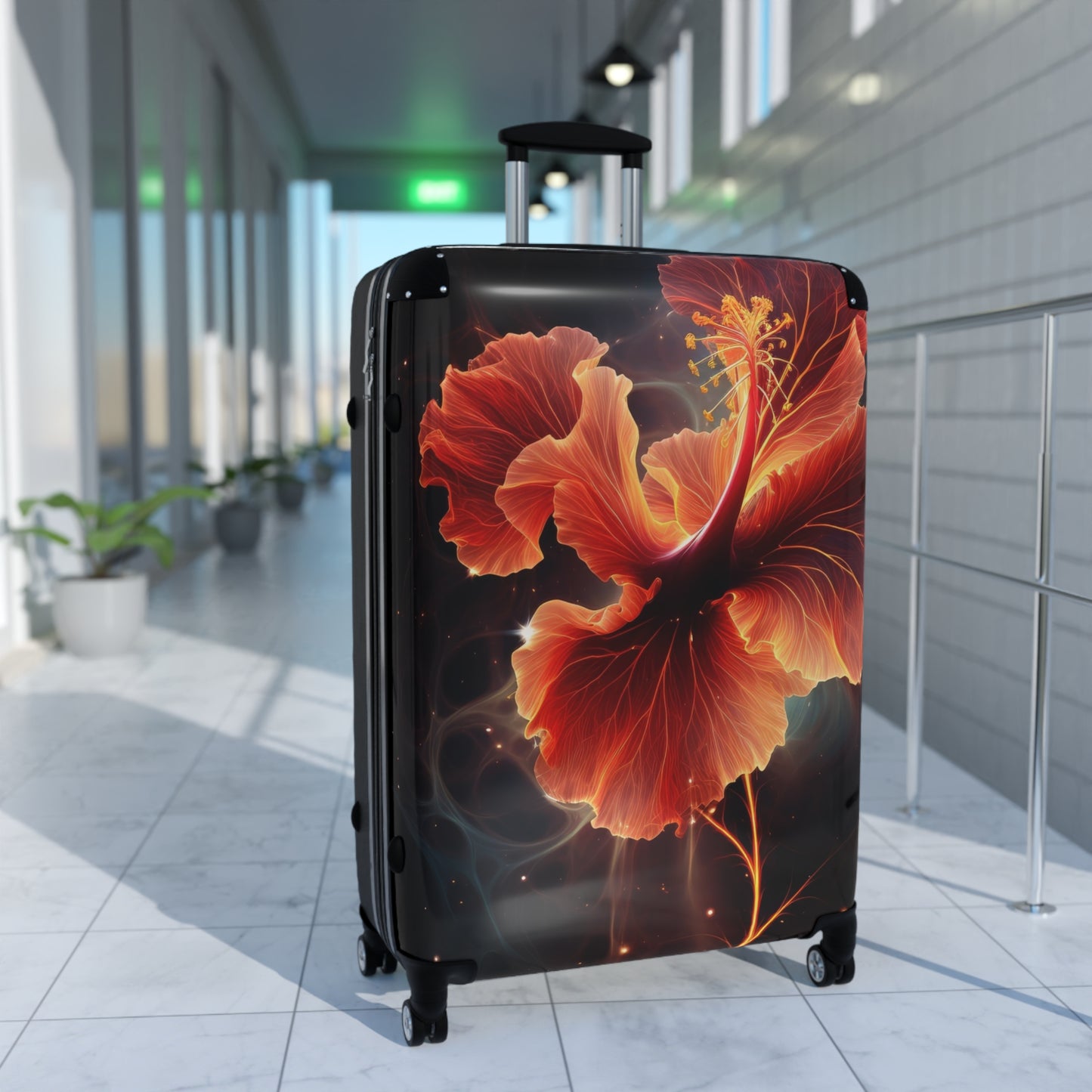 Nature Flowers Floral Glowing Red Art Carry-On Suitcase - Stylish Luggage for Travelers