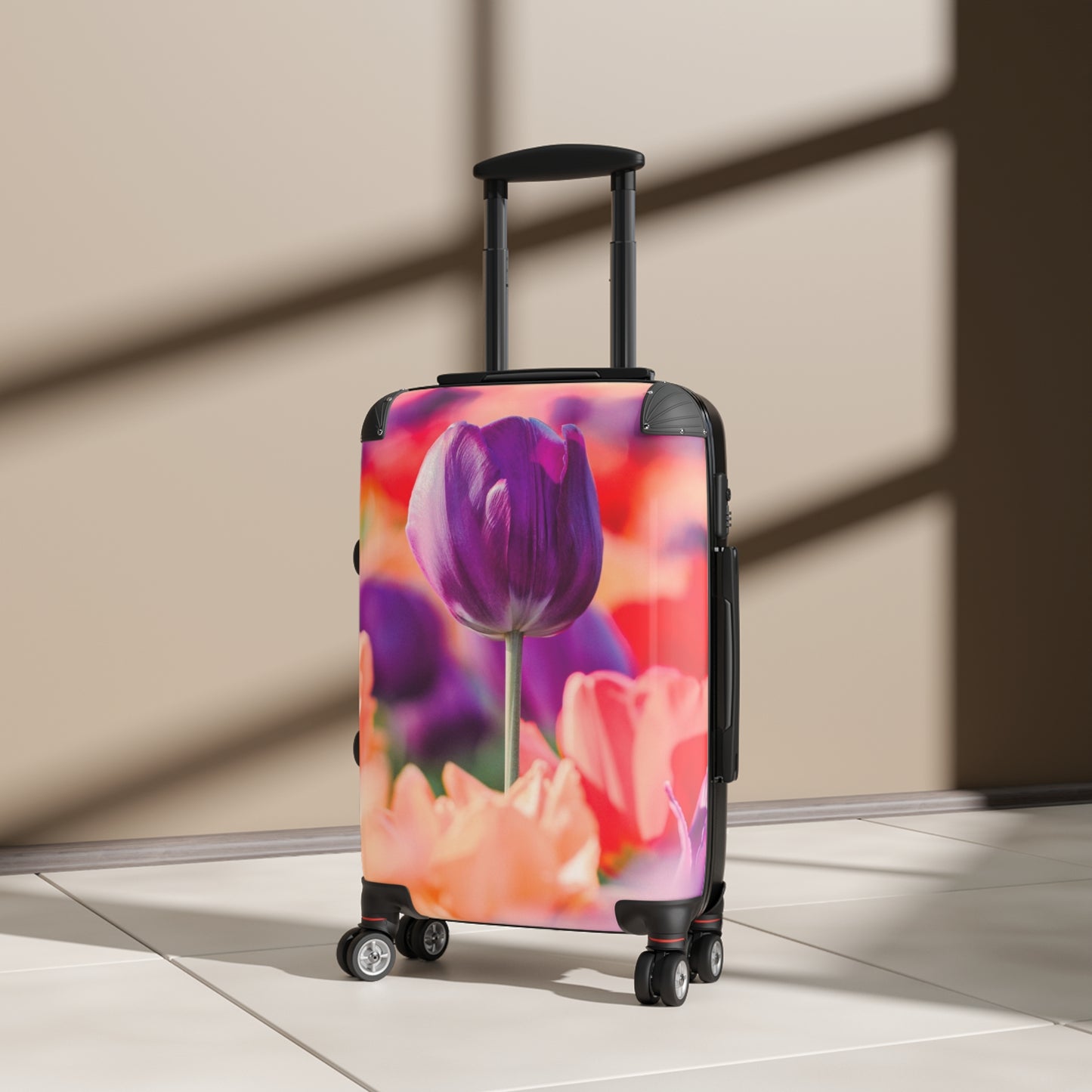 Nature Flowers Floral Purple Tulips Art Carry-On Suitcase - Stylish Luggage for Travelers