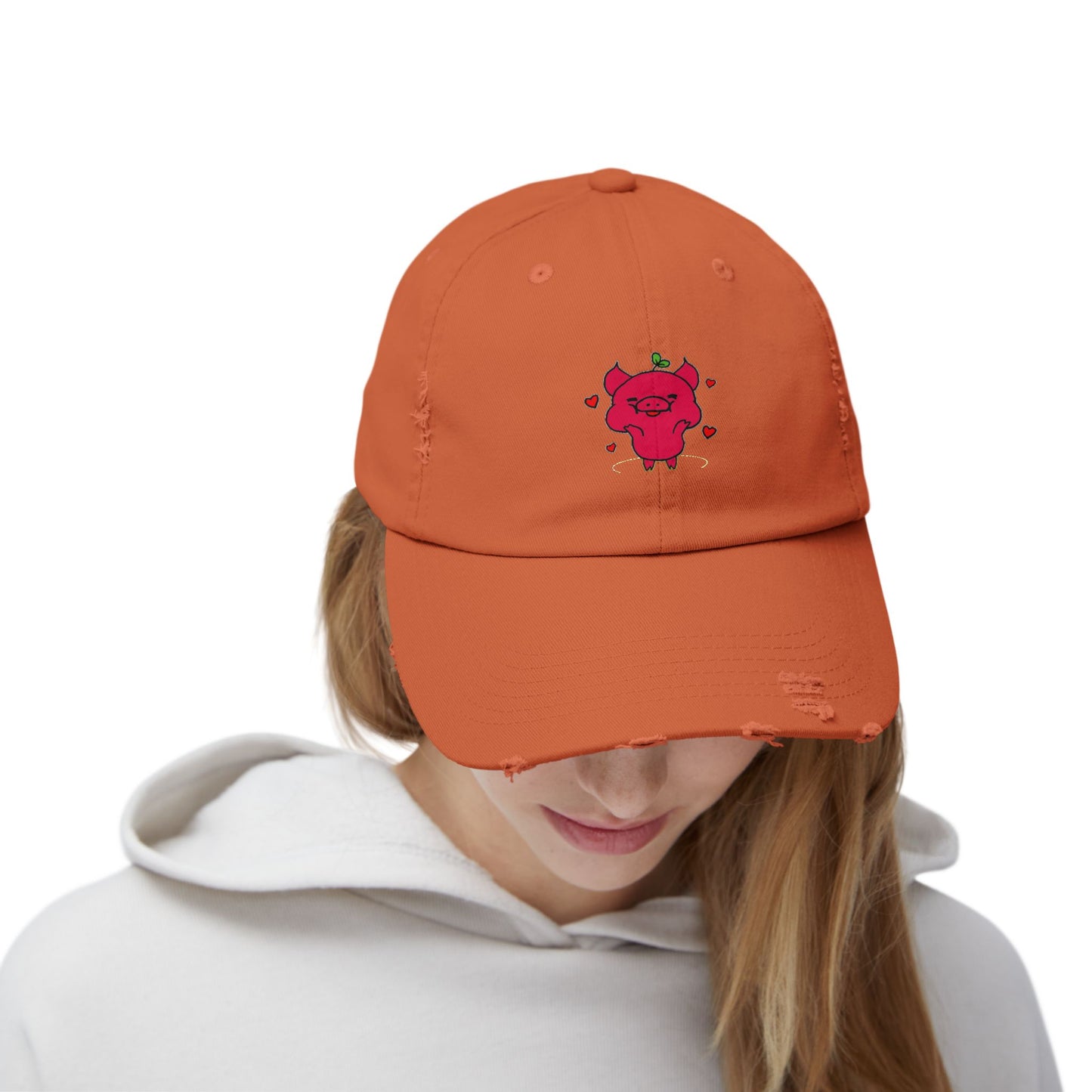 Pig Vintage Distressed Dad Hat Unisex Adjustable Cotton Twill Baseball Cap for Casual Everyday Wear