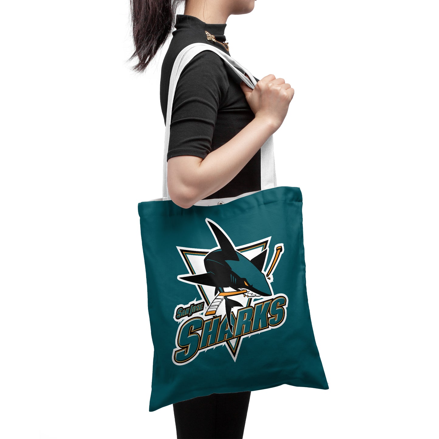 NHL San Jose Sharks Polyester Canvas Tote Bag – Durable and Stylish