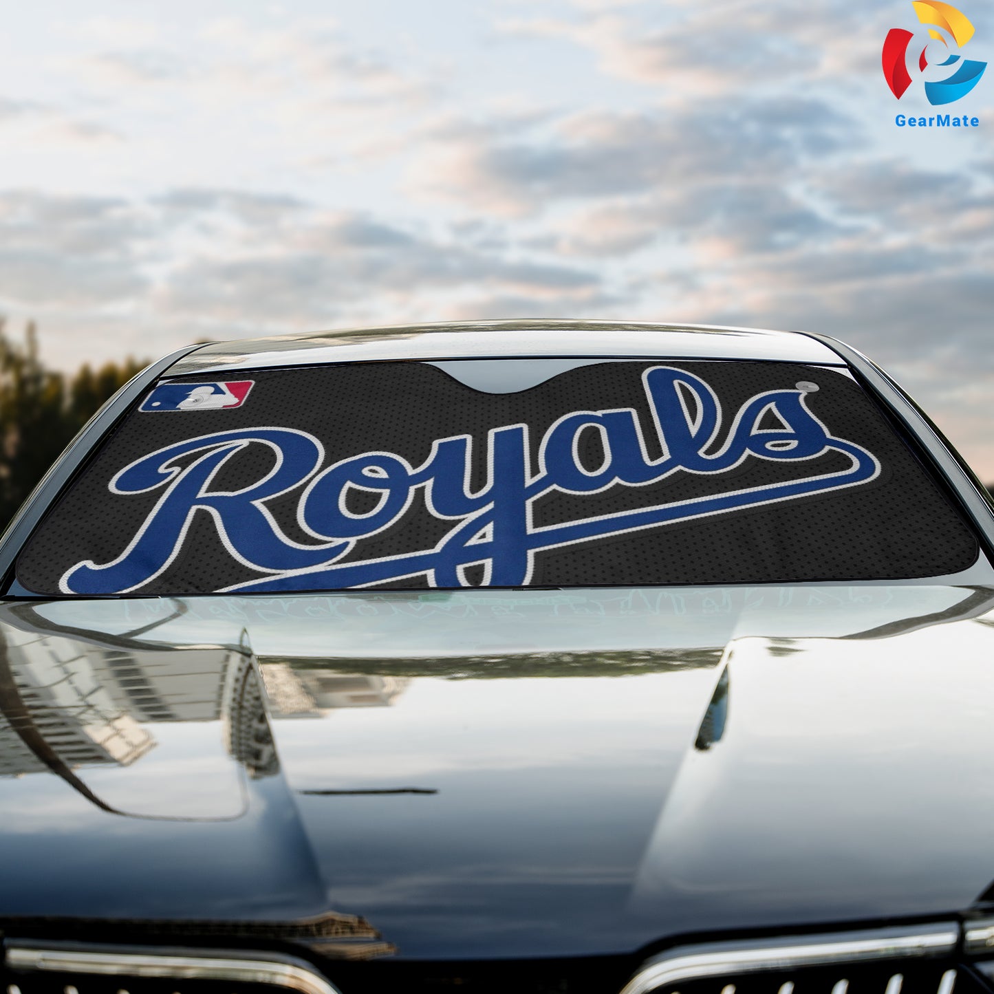 Kansas City Royals MLB Baseball Black Background Reflective Car Sunshade – Premium Heat & UV Protection, Universal Fit