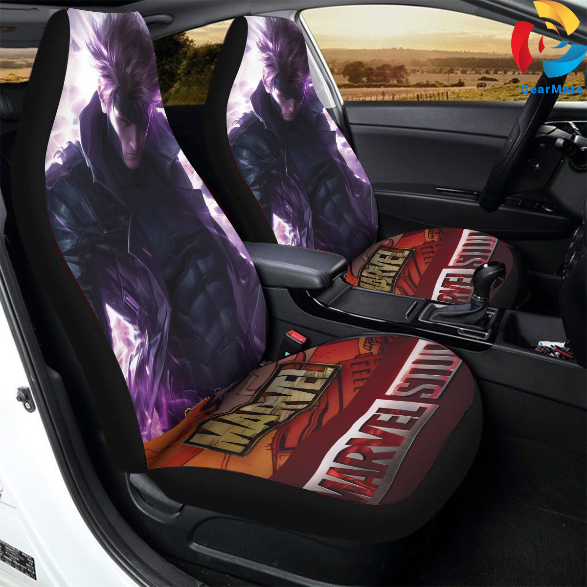 Marvel Remy Lebeau Fans Car Seat Covers – High Quality Graphic and Polar Fleece Protector Set