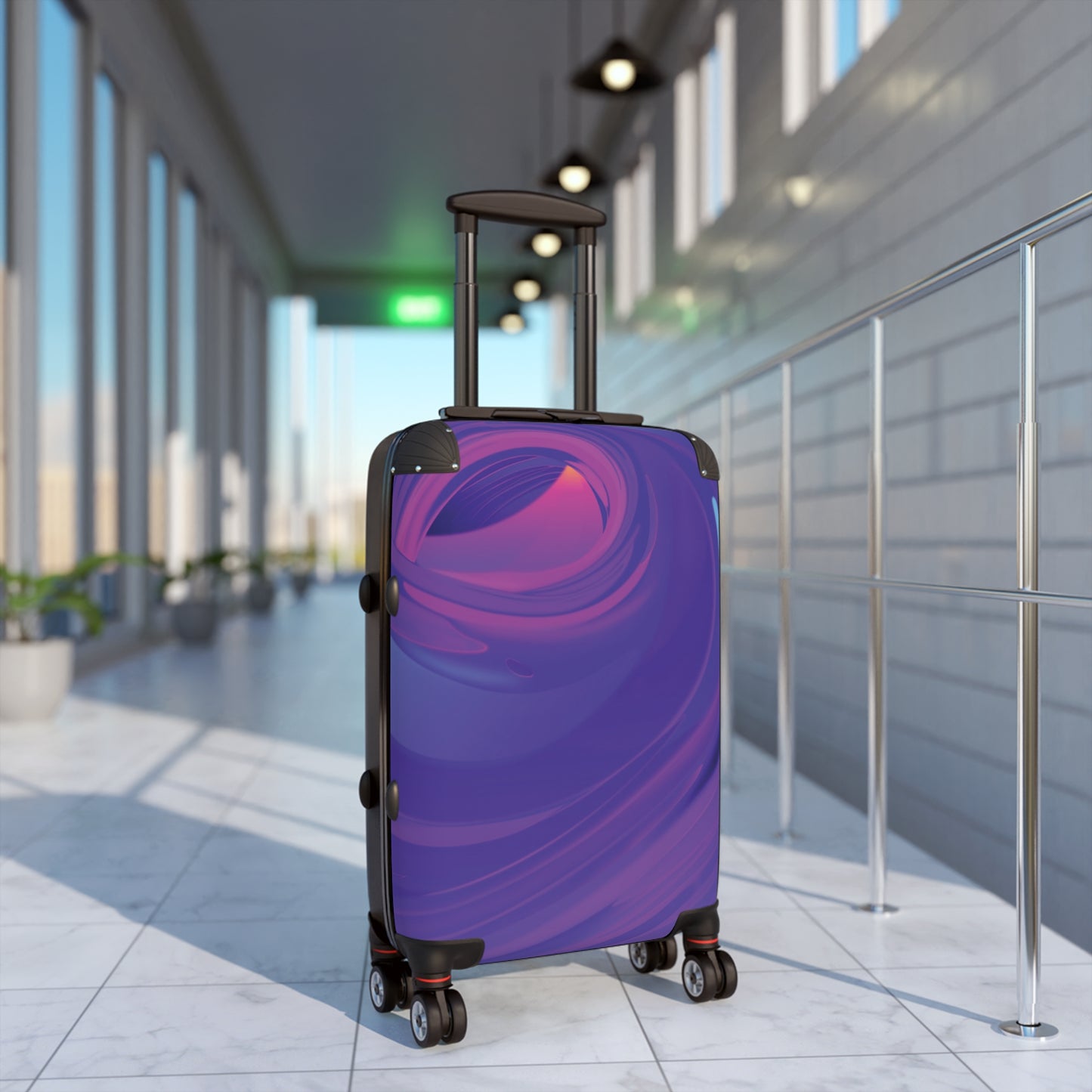 Abstract Purple Carry-On Suitcase - Stylish Luggage for Travelers