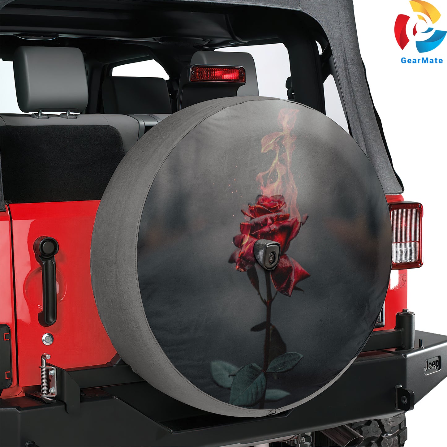 Rose Flower Fire Spare Tire Cover – Premium Waterproof UV Resistant Protector