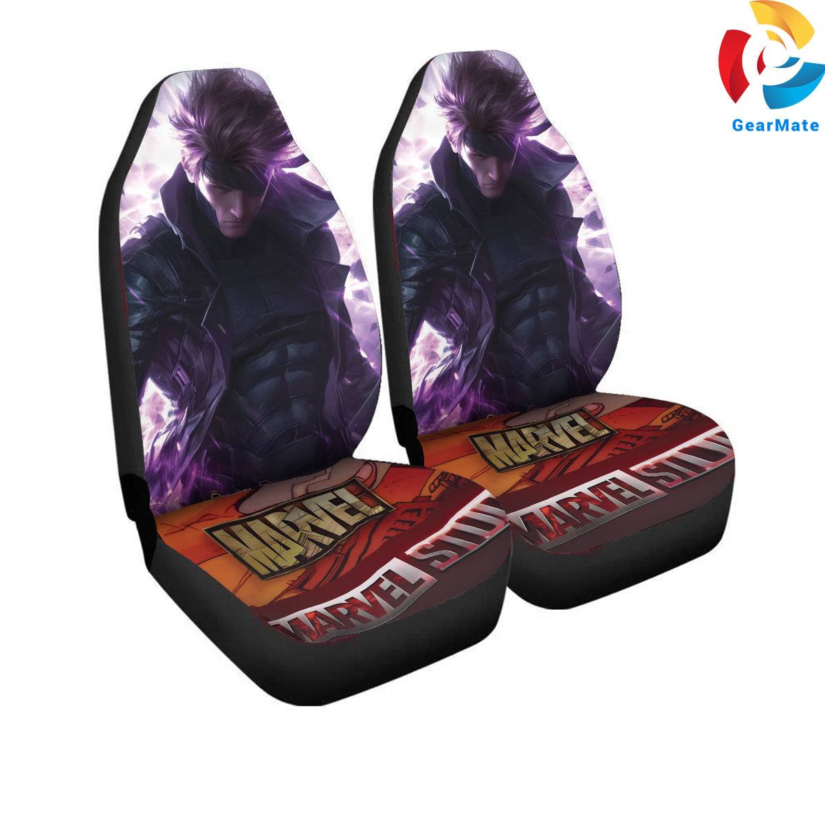 Marvel Remy Lebeau Fans Car Seat Covers – High Quality Graphic and Polar Fleece Protector Set