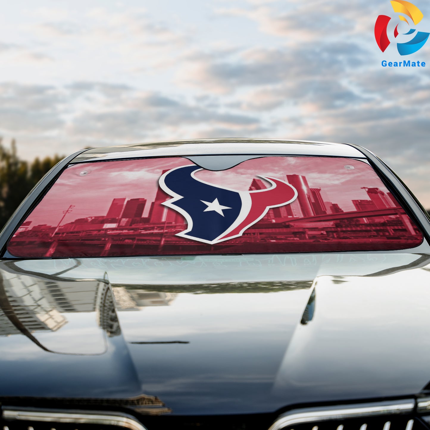 Houston Texans NFL Football Car Cover Reflective Car Sunshade – Premium Heat & UV Protection, Universal Fit