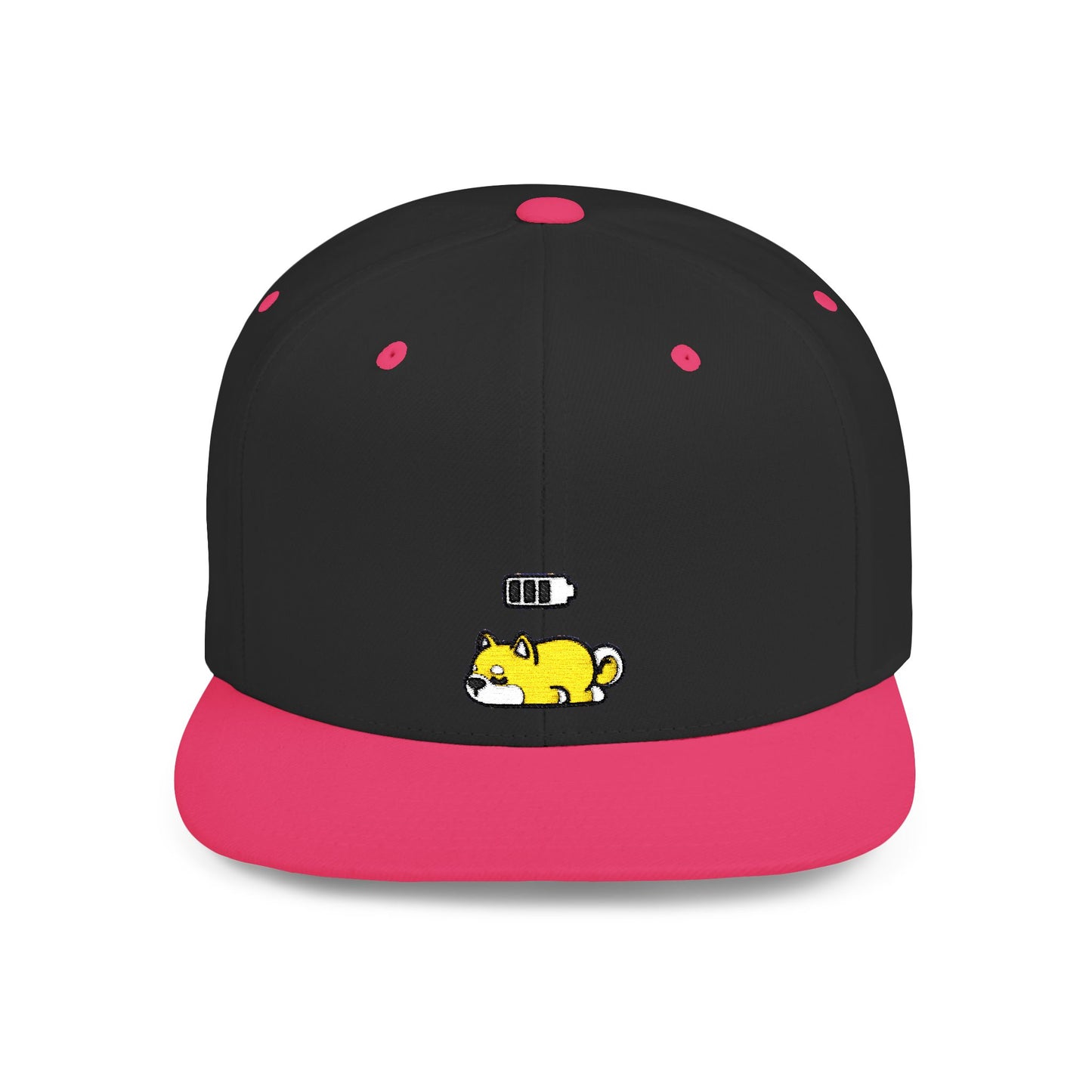 Icons Embroidered Shiba Inu Battery Flat Bill Snapback – Lightweight, Custom Fit, Premium Quality