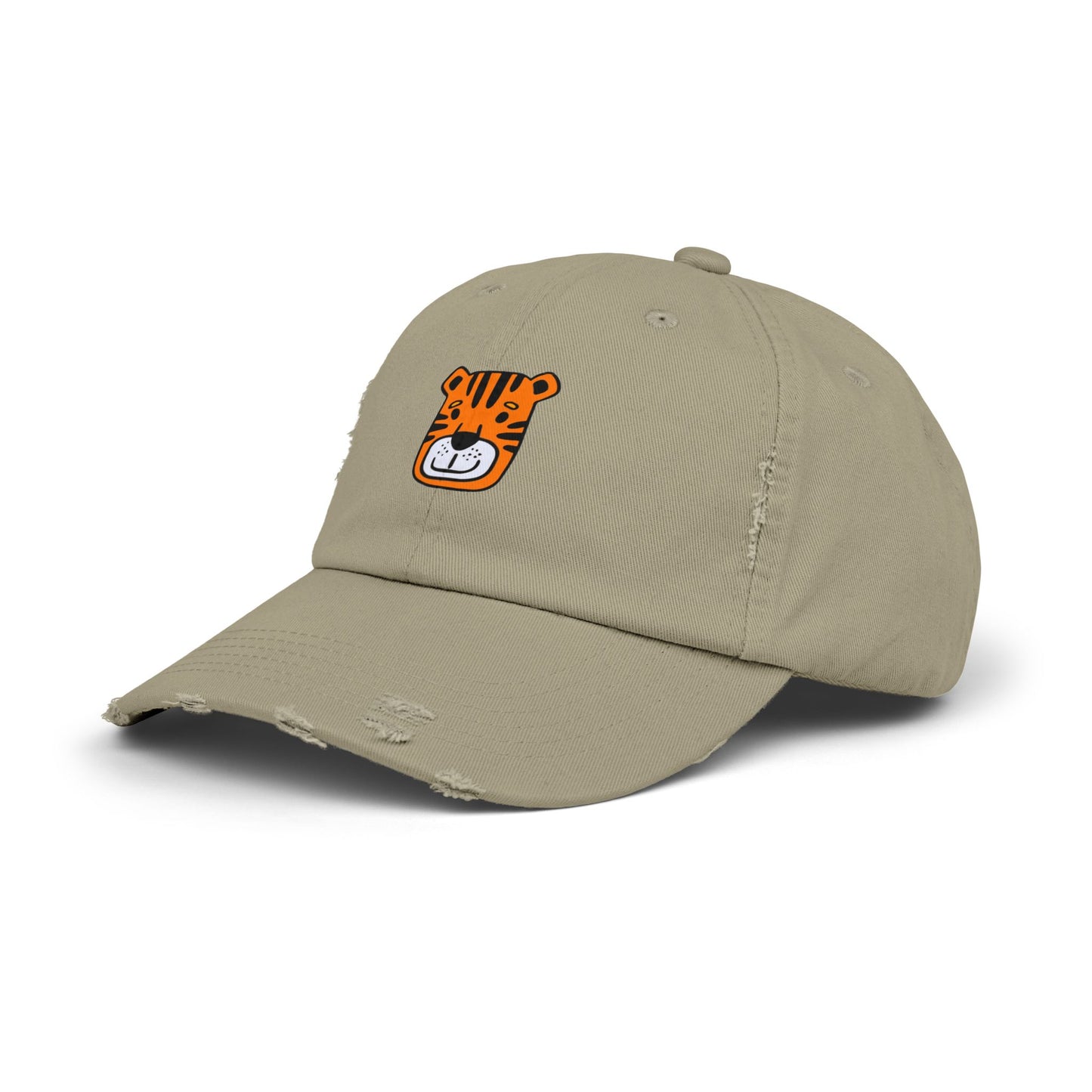 Tiger Orange Vintage Distressed Dad Hat Unisex Adjustable Cotton Twill Baseball Cap for Casual Everyday Wear