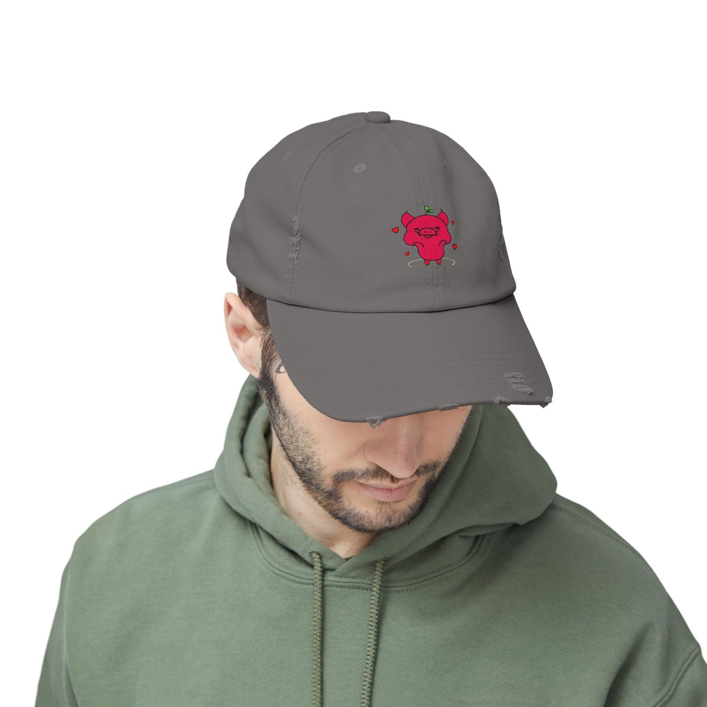 Pig Vintage Distressed Dad Hat Unisex Adjustable Cotton Twill Baseball Cap for Casual Everyday Wear