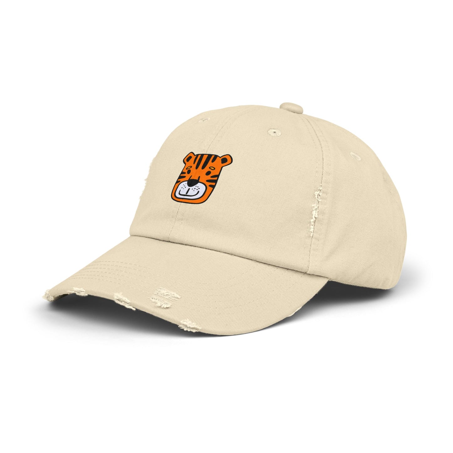 Tiger Orange Vintage Distressed Dad Hat Unisex Adjustable Cotton Twill Baseball Cap for Casual Everyday Wear
