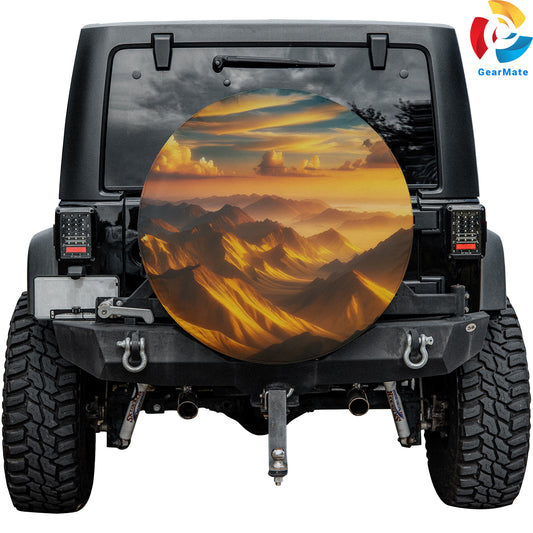 Yellow Mountain Range Sunset Spare Tire Cover – Premium Waterproof UV Resistant Protector