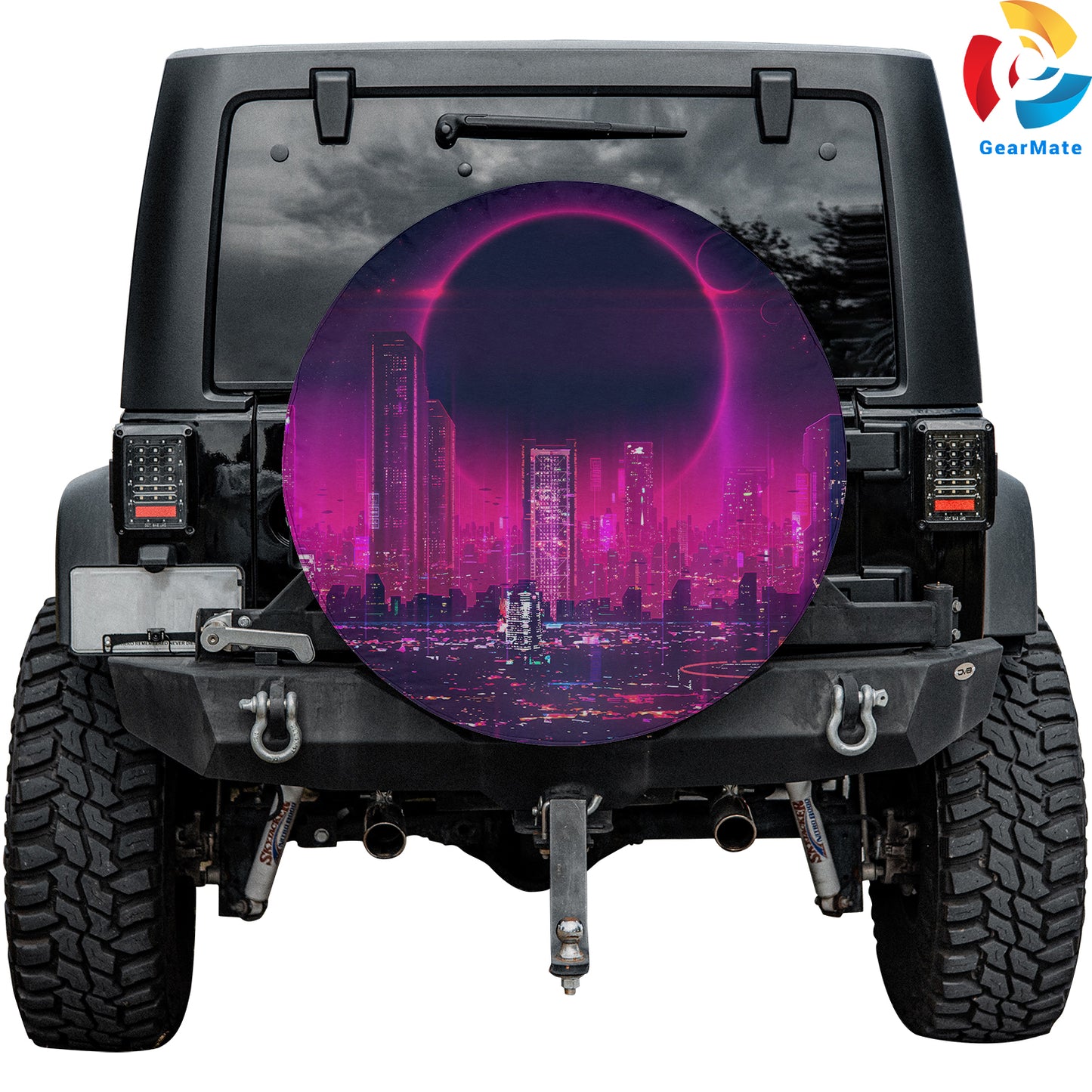 Futuristic City Spare Tire Cover – Premium Waterproof UV Resistant Protector