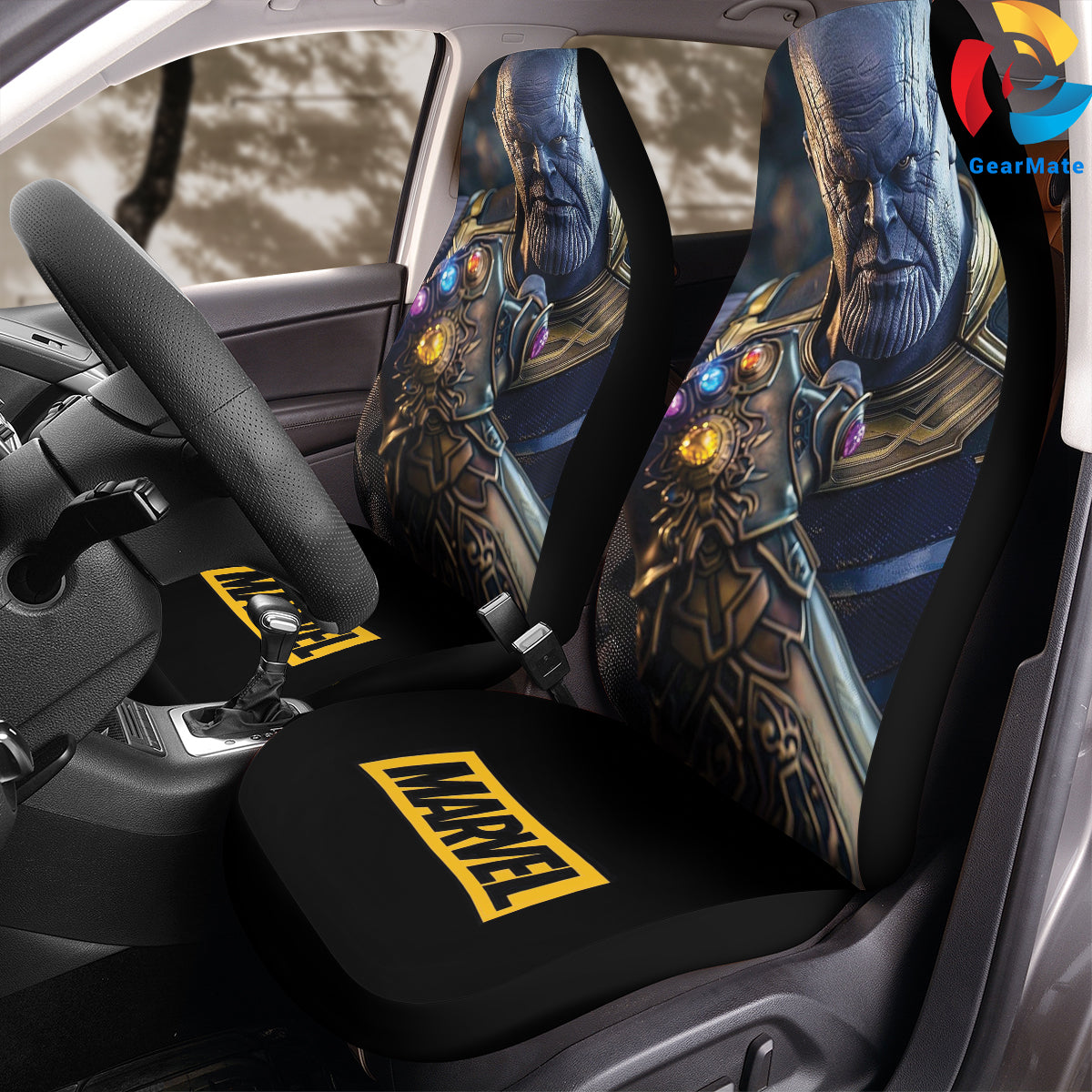 Marvel Thanos Car Seat Covers – High Quality Graphic and Polar Fleece Protector Set