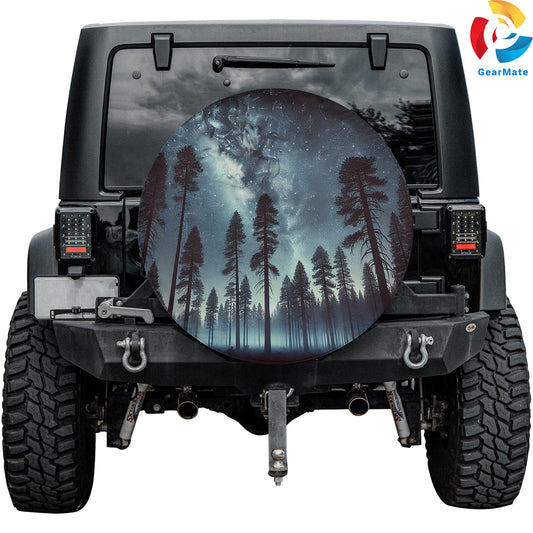 Pine Trees Under The Stars Spare Tire Cover – Premium Waterproof UV Resistant Protector
