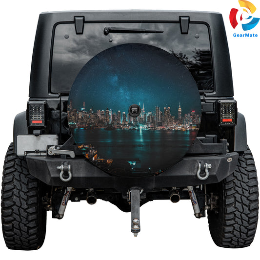 Night City City Lights Spare Tire Cover – Premium Waterproof UV Resistant Protector