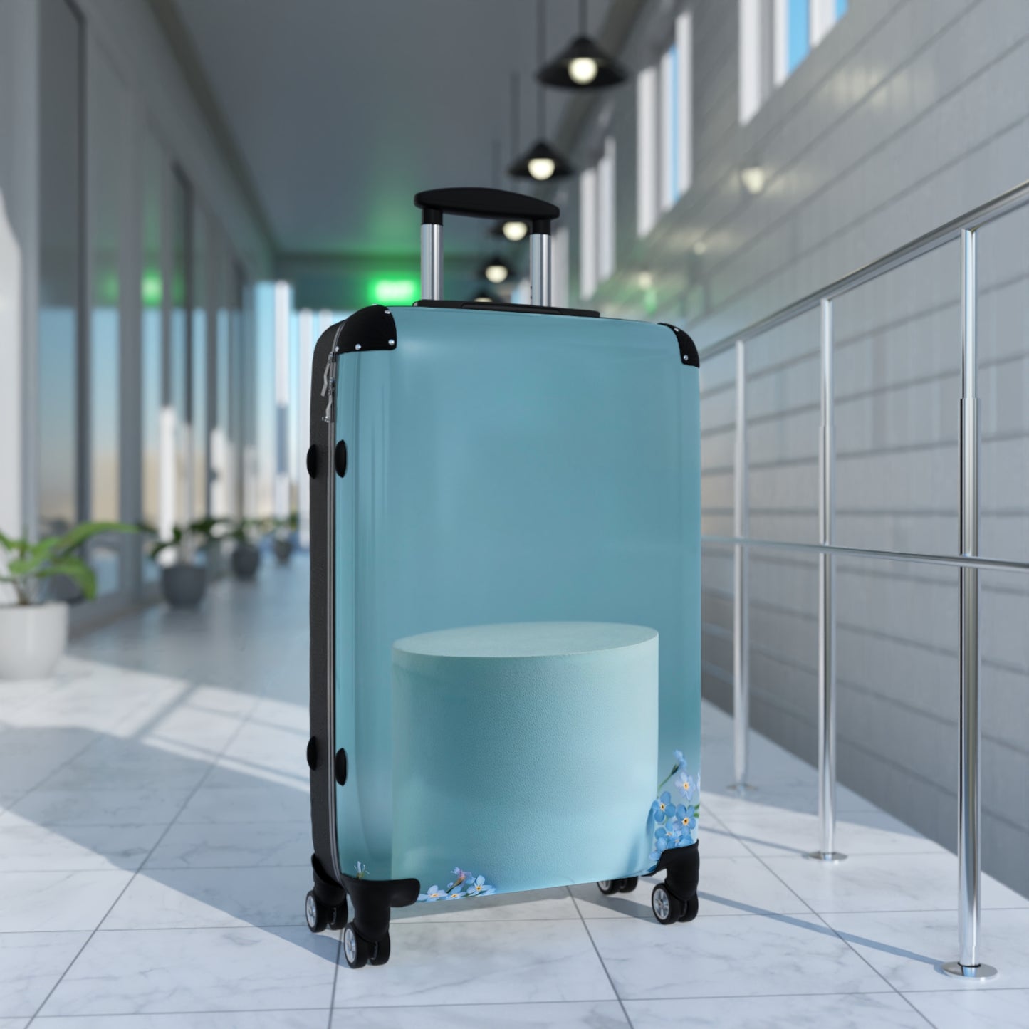 Nature Flowers Floral Blue Pedestal Carry-On Suitcase - Stylish Luggage for Travelers