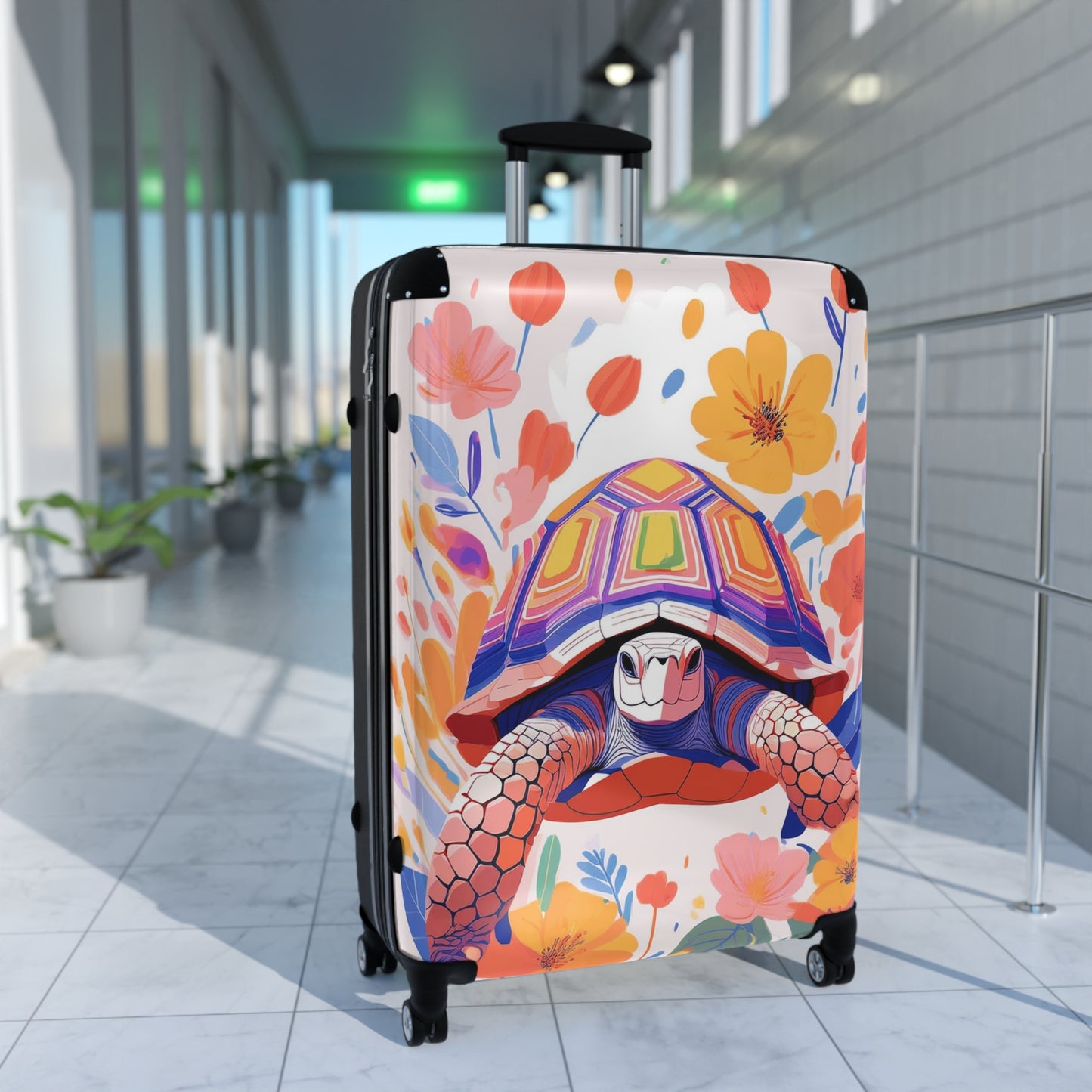 Nature Flowers Floral Colorful Turtle Art Carry-On Suitcase - Stylish Luggage for Travelers