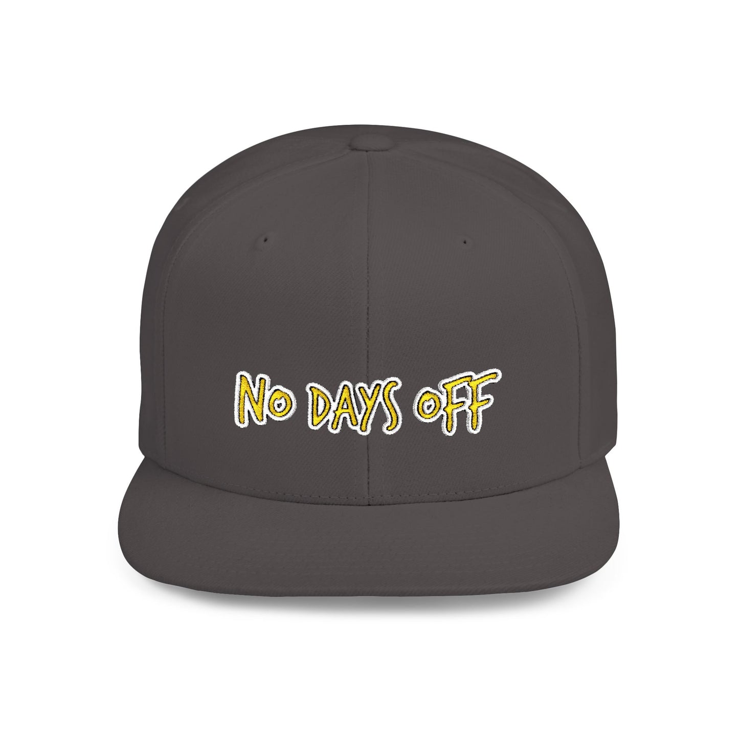 Text No Days Off Flat Bill Snapback – Lightweight, Custom Fit, Premium Quality