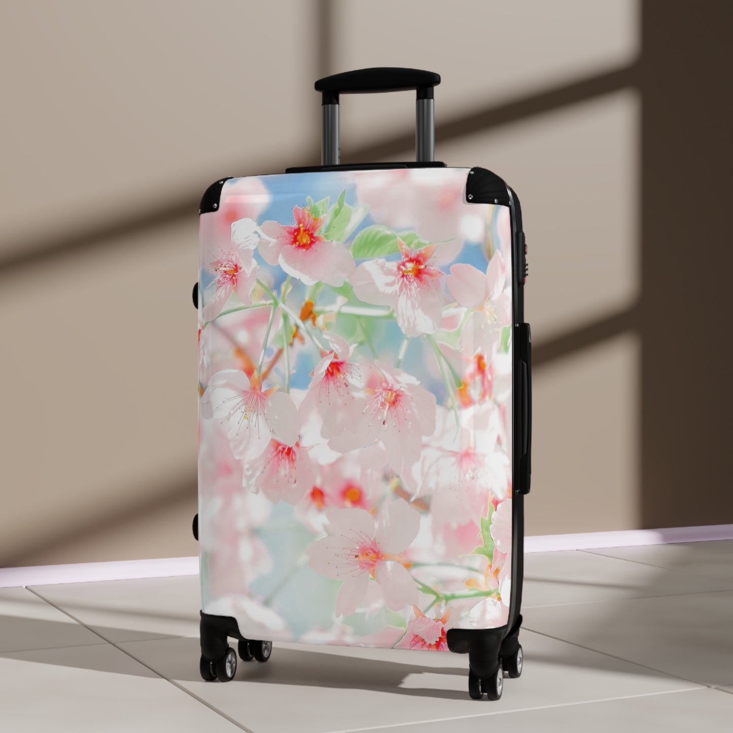 Nature Flowers Floral Red and Pink Blossom Art Carry-On Suitcase - Stylish Luggage for Travelers