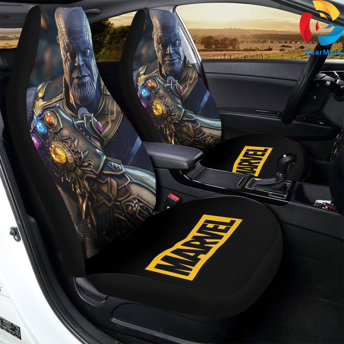 Marvel Thanos Car Seat Covers – High Quality Graphic and Polar Fleece Protector Set