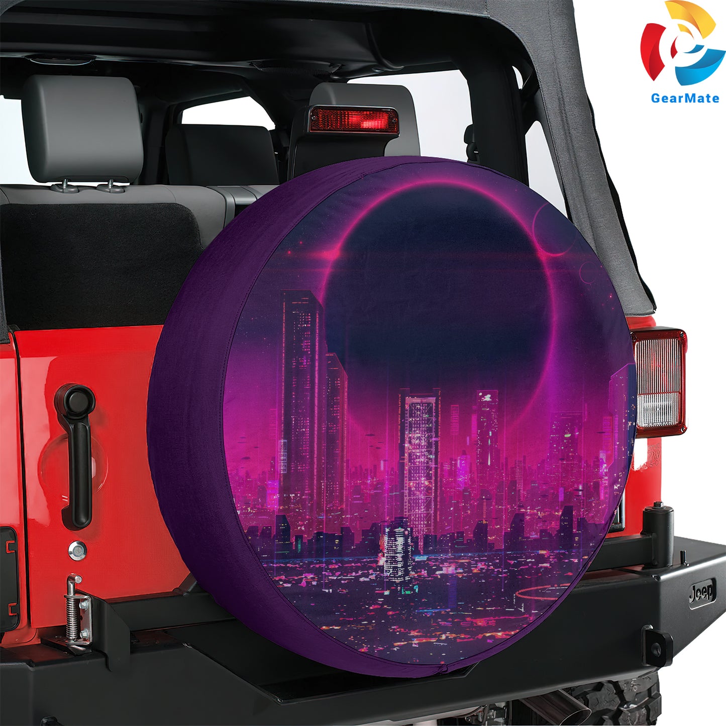 Futuristic City Spare Tire Cover – Premium Waterproof UV Resistant Protector