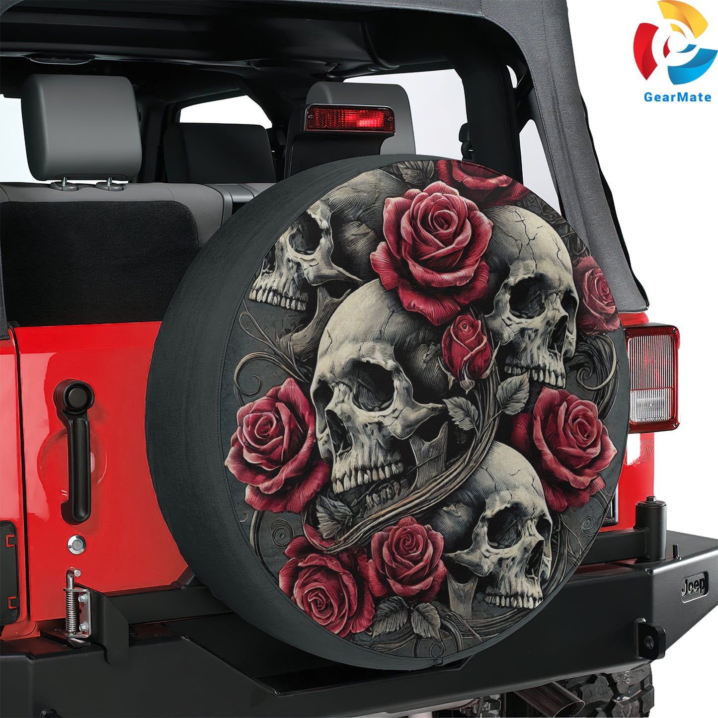 Skulls and Roses Spare Tire Cover – Premium Waterproof UV Resistant Protector