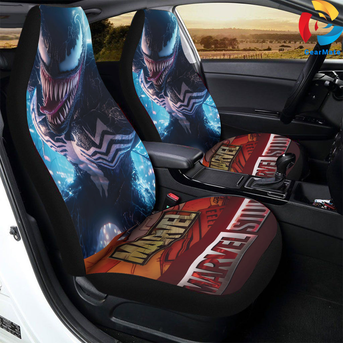 Marvel Venom Fans Car Seat Covers – High Quality Graphic and Polar Fleece Protector Set