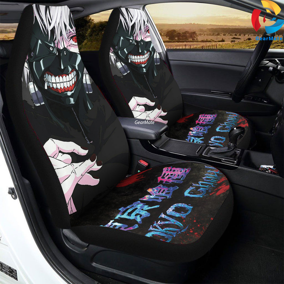 Tokyo Ghoul Black Car Seat Covers – High Quality Graphic and Polar Fleece Protector Set