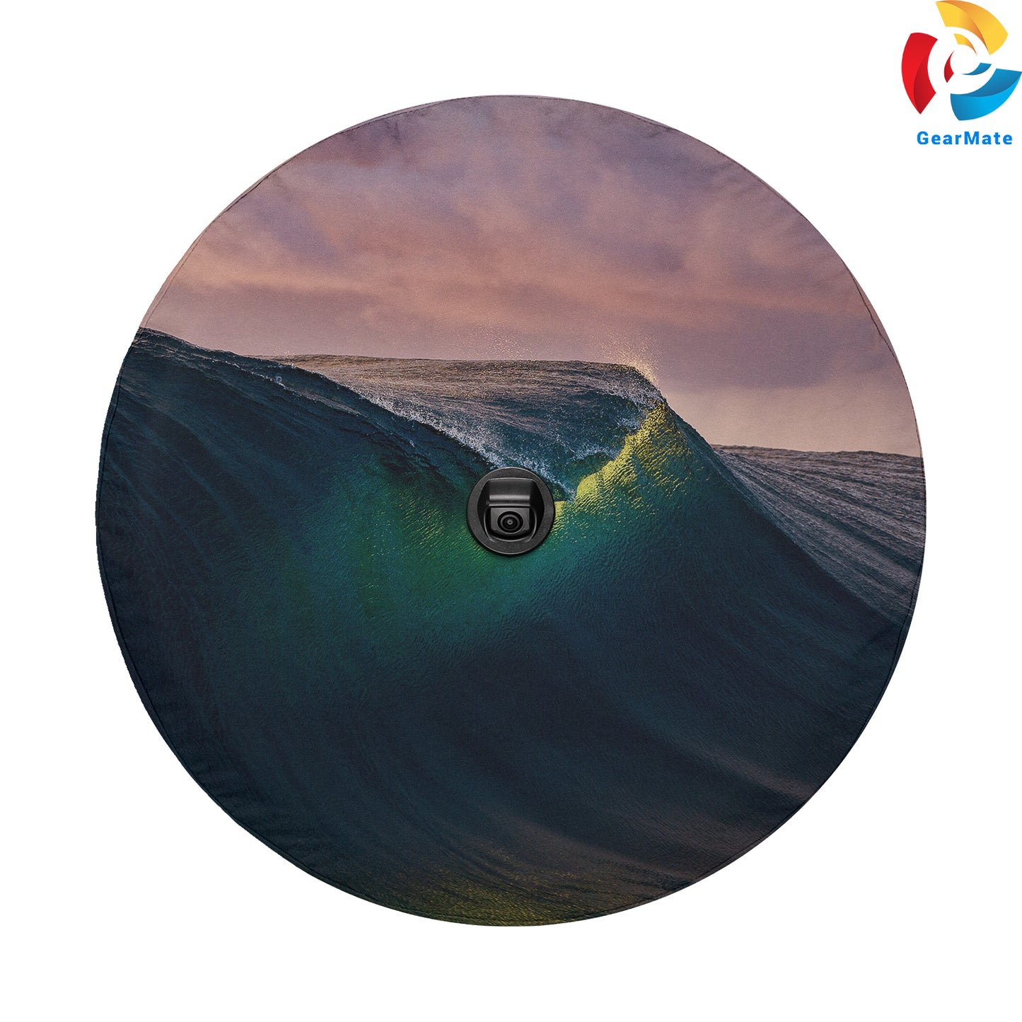 Sunset Tides Wave Spare Tire Cover – Premium Waterproof UV Resistant Protector