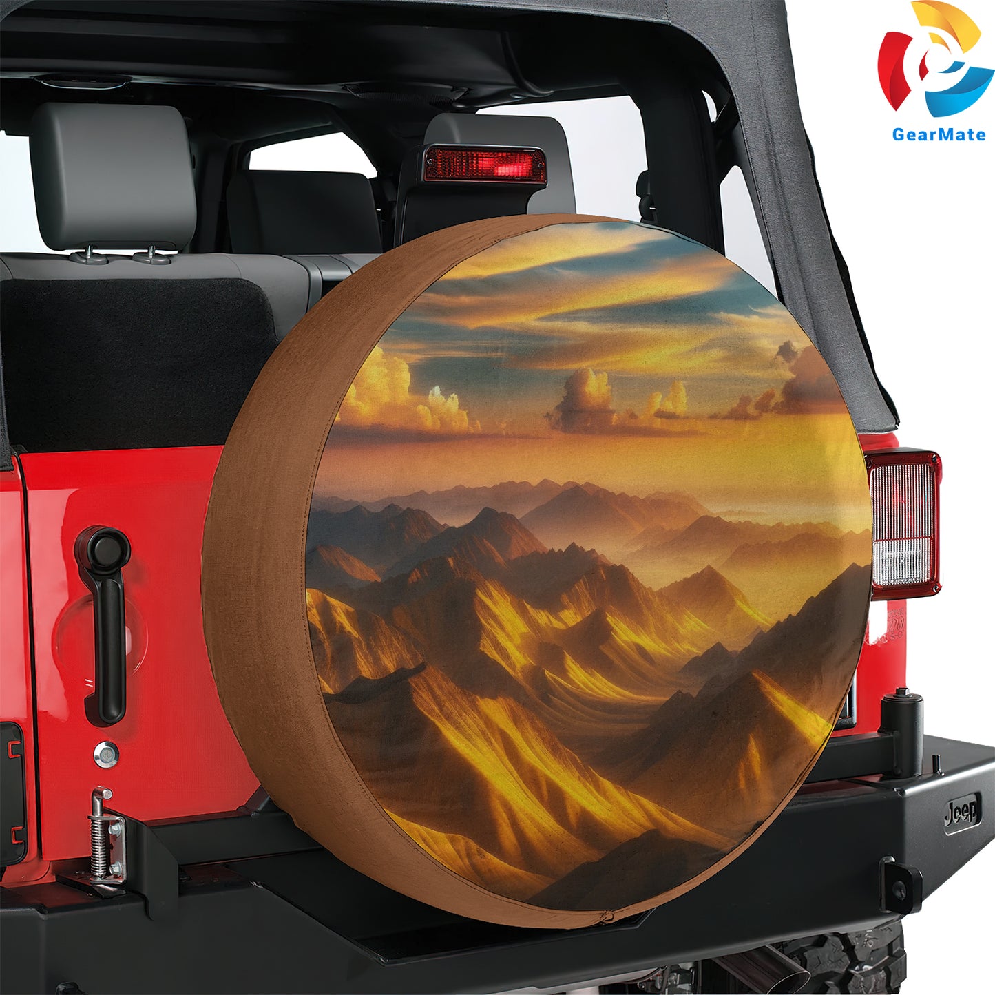 Yellow Mountain Range Sunset Spare Tire Cover – Premium Waterproof UV Resistant Protector