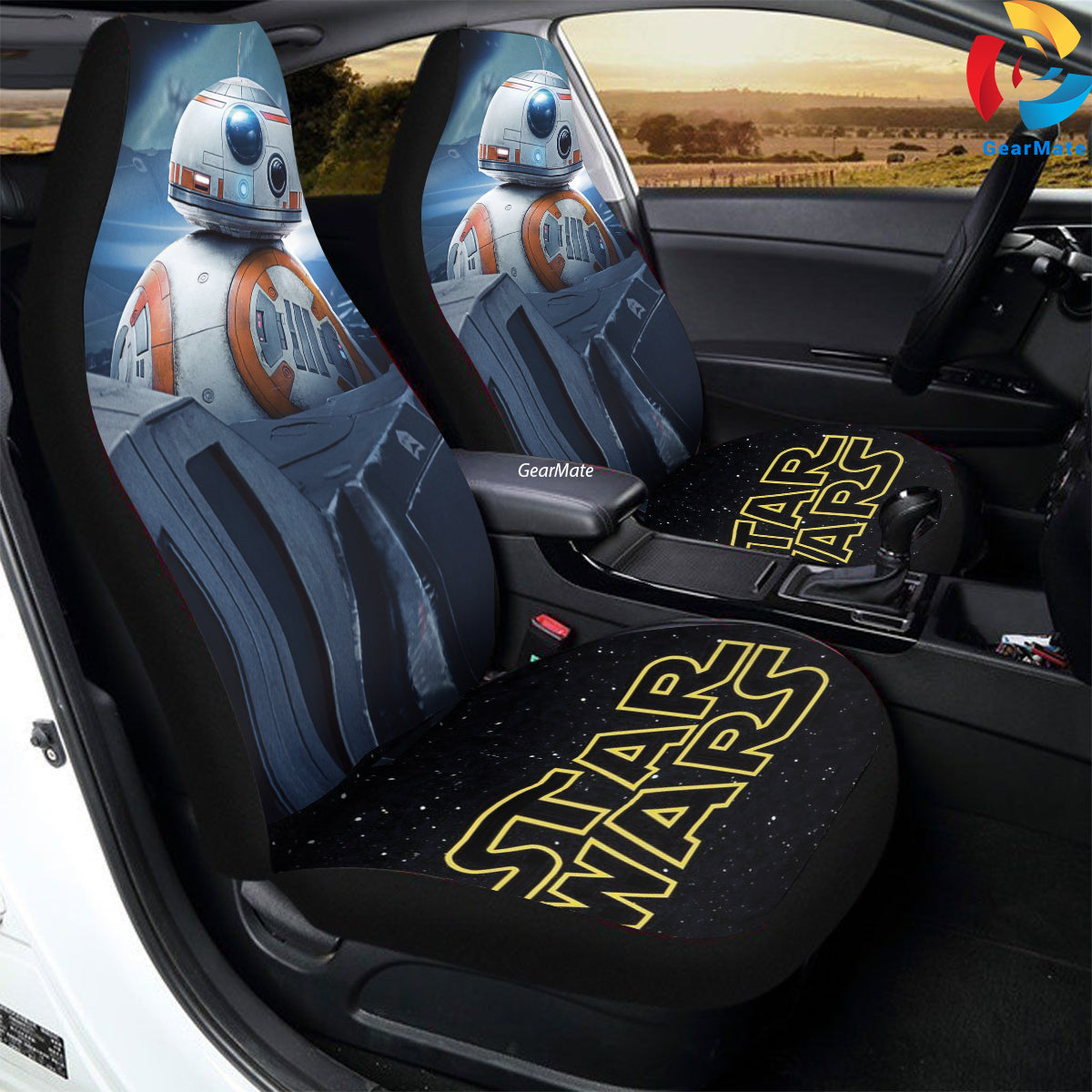 Starwars BB8 Helmet Car Seat Covers – High Quality Graphic and Polar Fleece Protector Set
