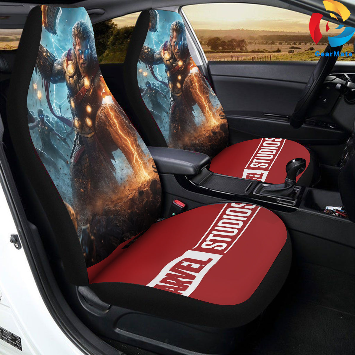 Marvel Thor Action Car Seat Covers – High Quality Graphic and Polar Fleece Protector Set