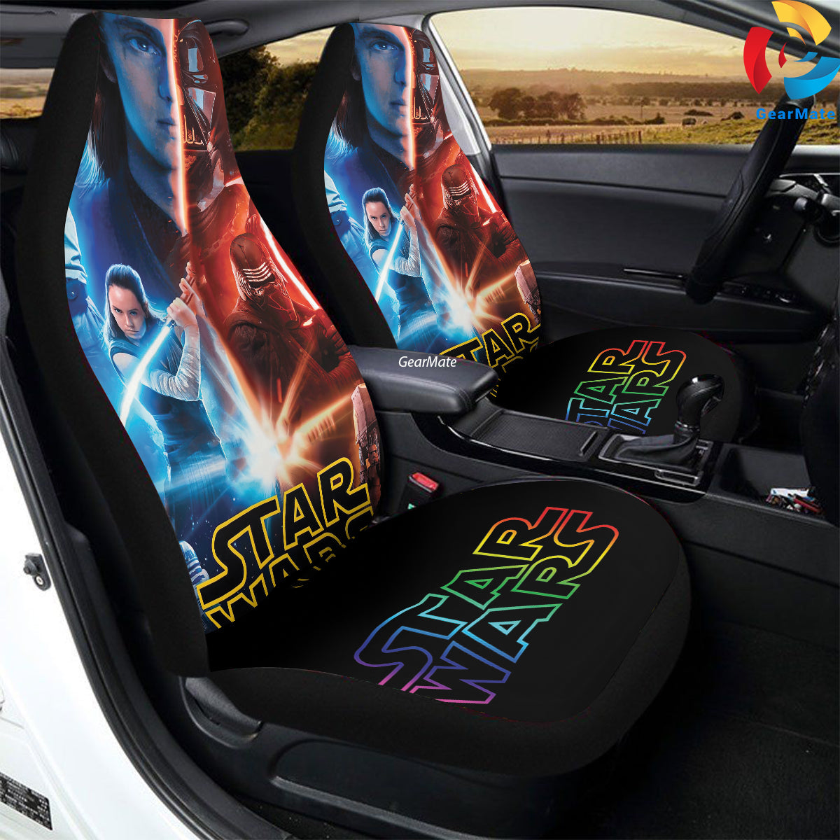 Starwars Fight Car Seat Covers – High Quality Graphic and Polar Fleece Protector Set