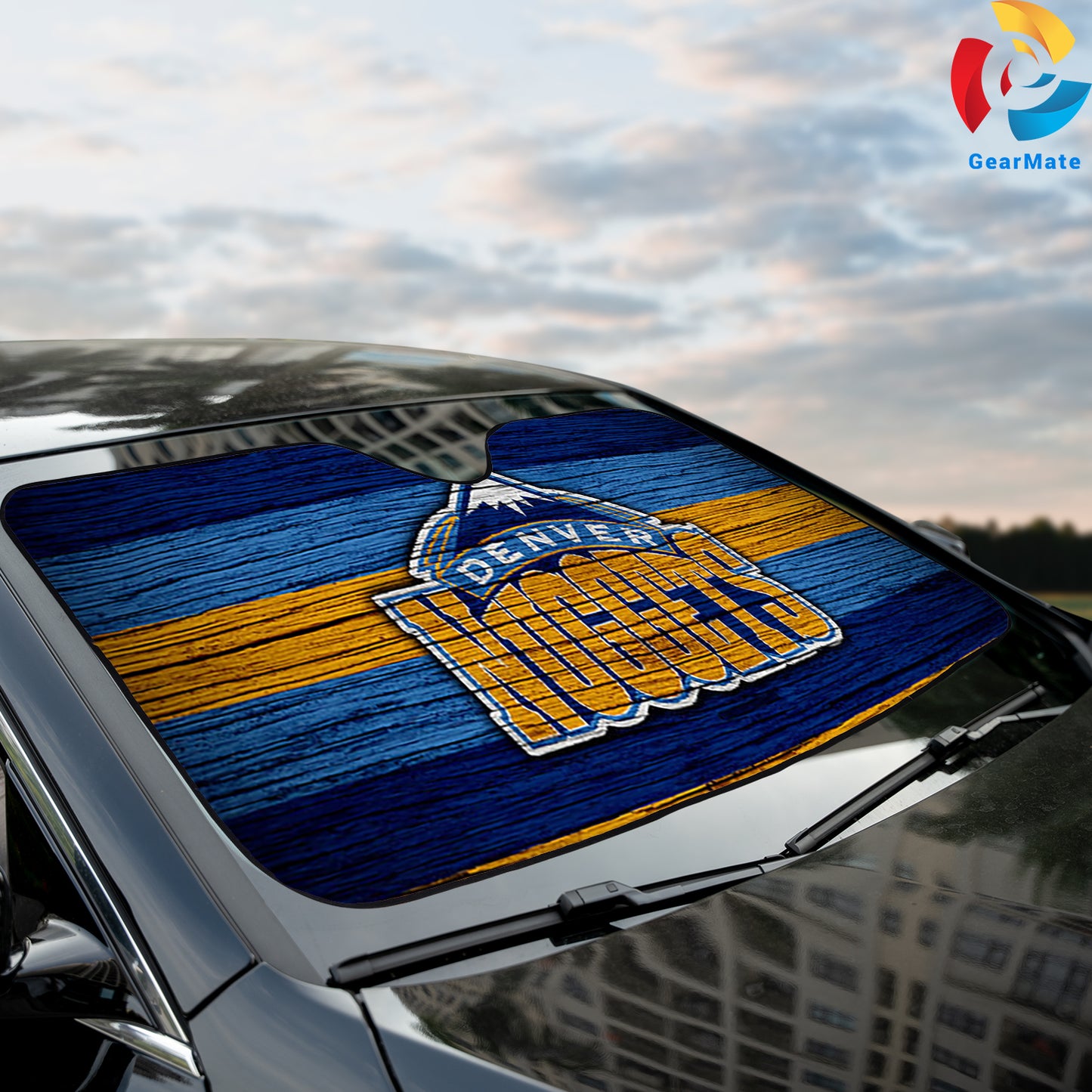 Basketball Stripe Denver Nuggets Team Logo Reflective Car Sunshade – Premium Heat & UV Protection, Universal Fit