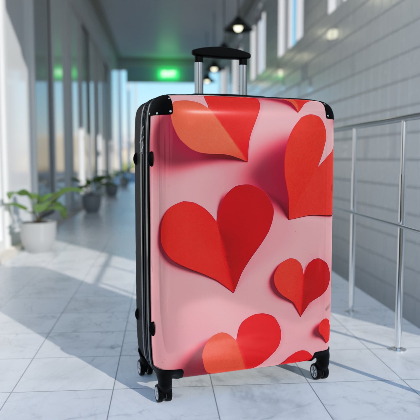 Love Red Hearts Pastel Art Carry-On Suitcase - Stylish Luggage for Travelers