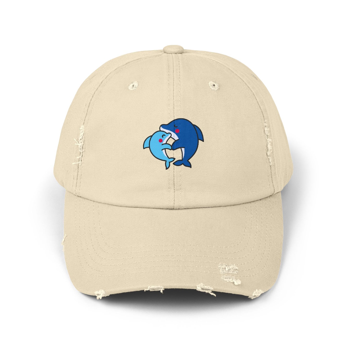 Dolphin Couple Vintage Distressed Dad Hat Unisex Adjustable Cotton Twill Baseball Cap for Casual Everyday Wear